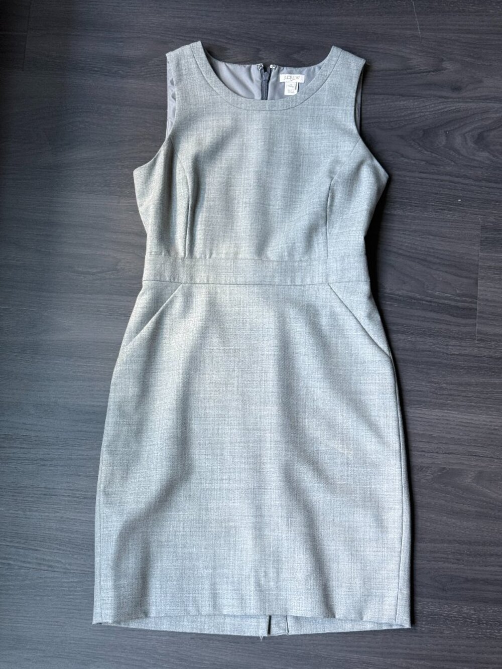 J. Crew Gray Sleeveless Midi Sheath Dress